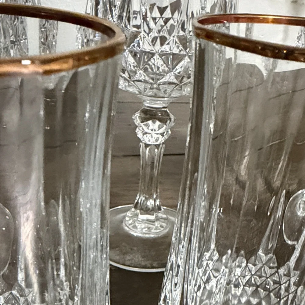 Vintage Cristal d’Arques France 24% Lead Crystal Glasses with Gold Rim – Set of - Picture 11 of 11